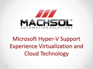 Microsoft Hyper-V Support
Experience Virtualization and
     Cloud Technology
 
