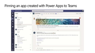 Pinning an app created with Power Apps to Teams
 