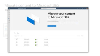 Migrate content to Microsoft365
Using the new and
SharePointMigrationTool(SPMT)
 