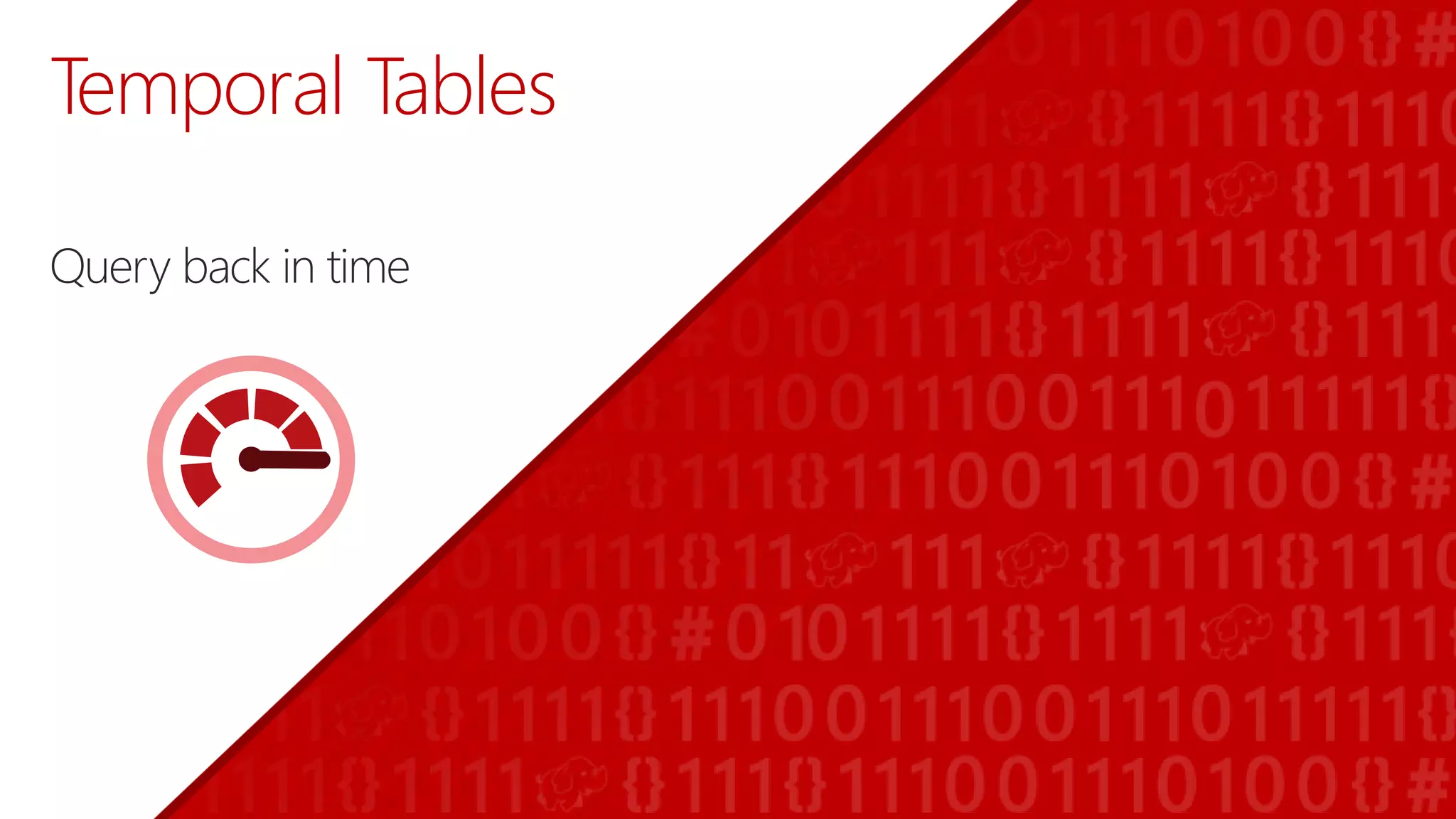 Temporal Tables
Query back in time
 