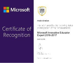 maia siradze
Microsoft Innovative Educator
Expert 2016-2017
AUG 19, 2016
 