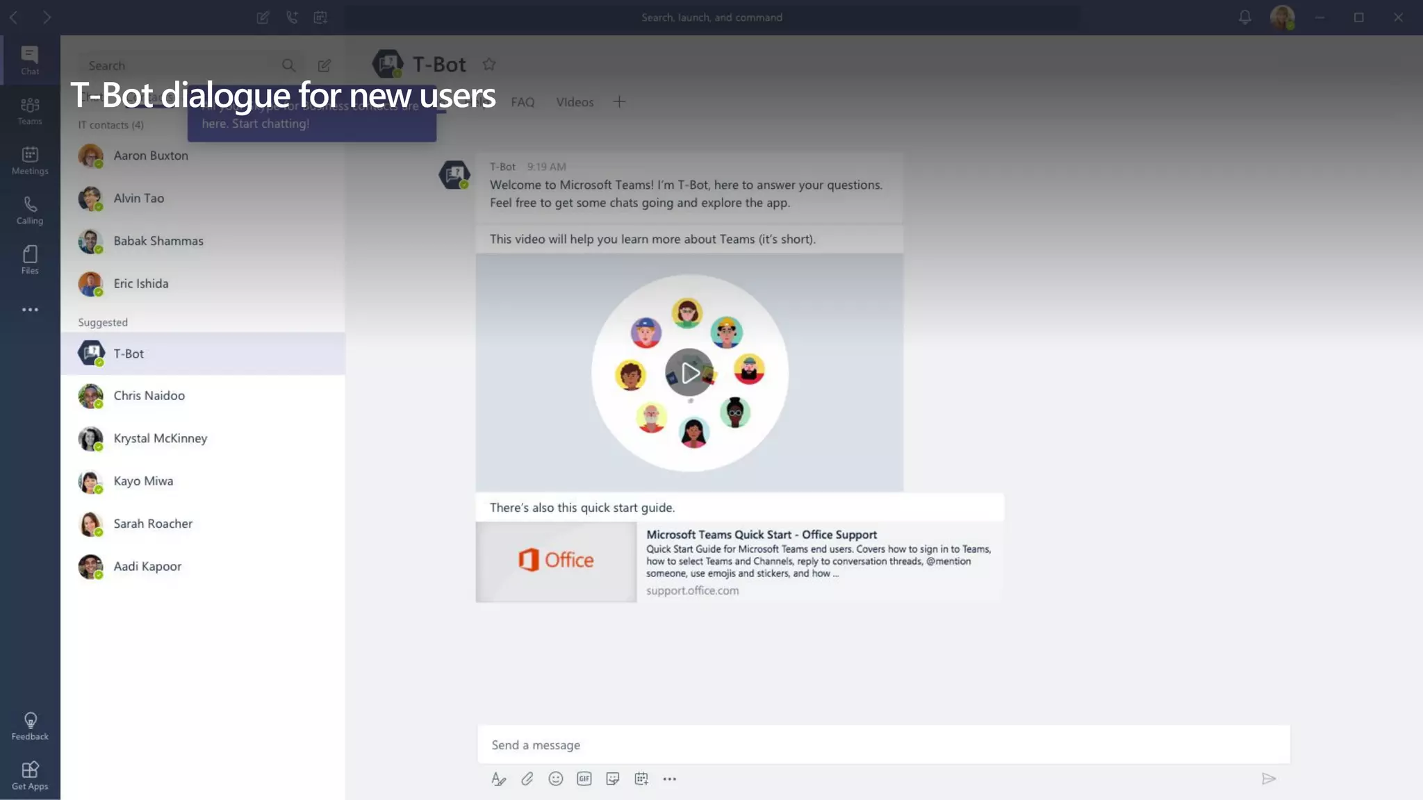 T-Bot dialogue for new users
 