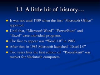 Microsoft Powerpoint First Version Microsoft (Intro To Office) | PPS