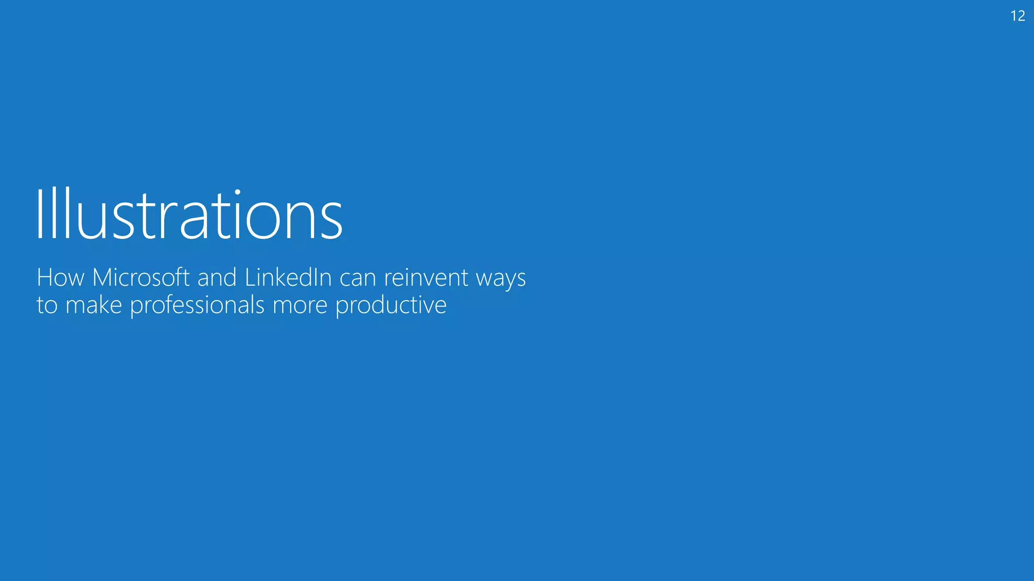 How Microsoft and LinkedIn can reinvent ways
to make professionals more productive
12
 