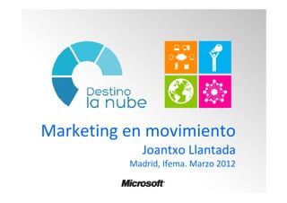 Marketing en movimiento
              Joantxo Llantada
           Madrid, Ifema. Marzo 2012
        @joantxo
 