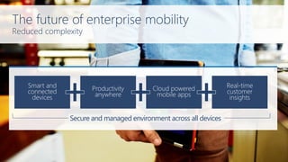 The future of enterprise mobility 
Reduced complexity 
Secure and managed environment across all devices  
