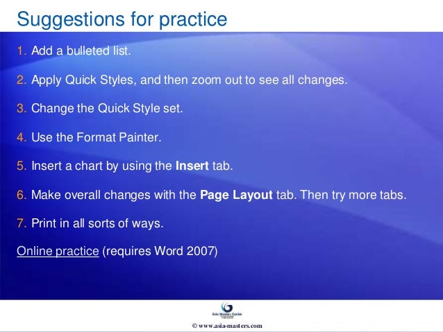 Microsoft Office Word 2007 Skills Compentencies Training