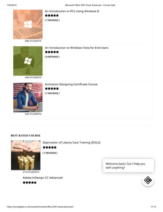 Microsoft Office 2007 Excel Advanced - Course Gate | PDF
