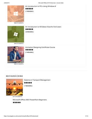 Microsoft office 2016 advanced course gate | PDF