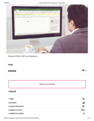 Microsoft office 2016 advanced course gate | PDF