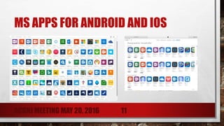 MS APPS FOR ANDROID AND IOS
ACGNJ MEETING MAY 20, 2016 11
 