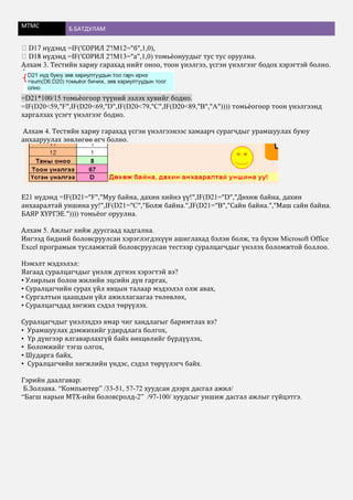 Microsoft office excel үнэлгээний тест боловсруулах | PDF