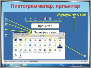 Пиктограммалар
Ярлыктар
Жумушчу стол
 
