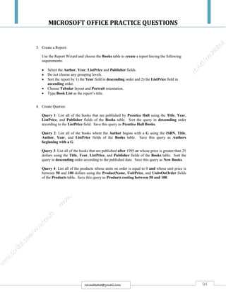 MICROSOFT OFFICE PRACTICE QUESTIONS
94rmmakaha@gmail.com
 
