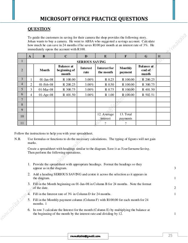 Microsoft Office Practice Questions