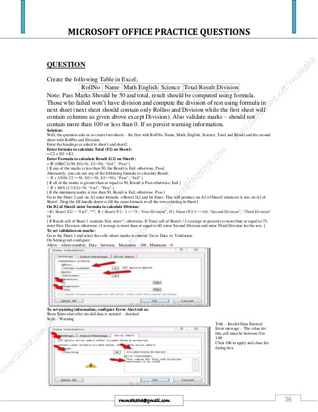 Microsoft Office Practice Questions