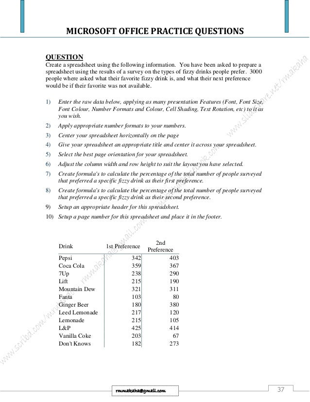 Microsoft Office Practice Questions