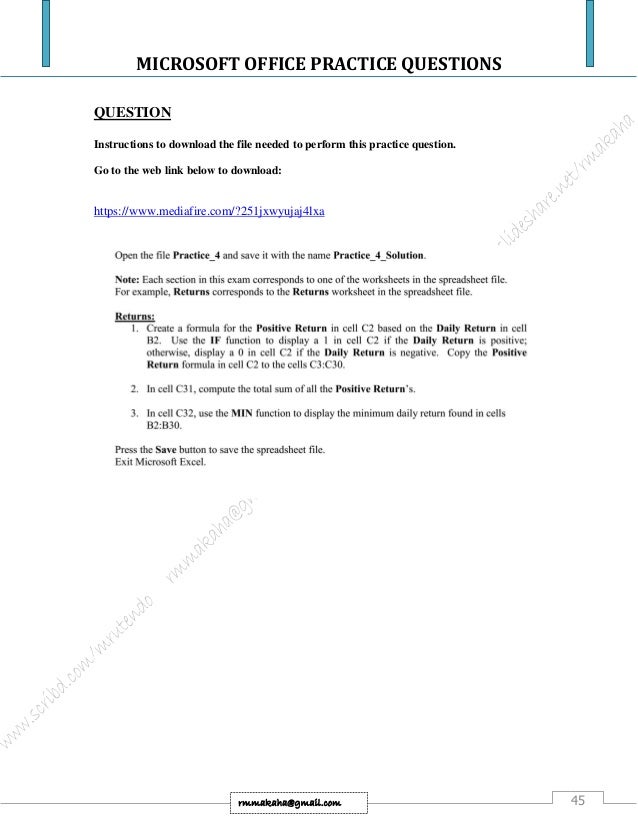 Microsoft Office Practice Questions