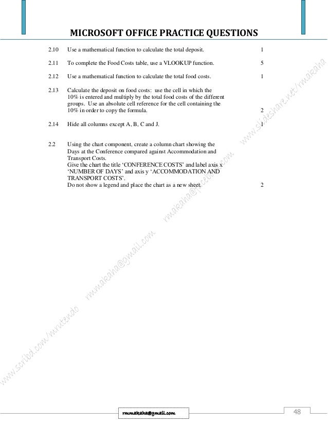 Microsoft Office Practice Questions