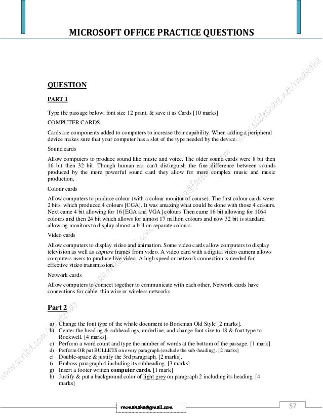 Microsoft Office Practice Questions