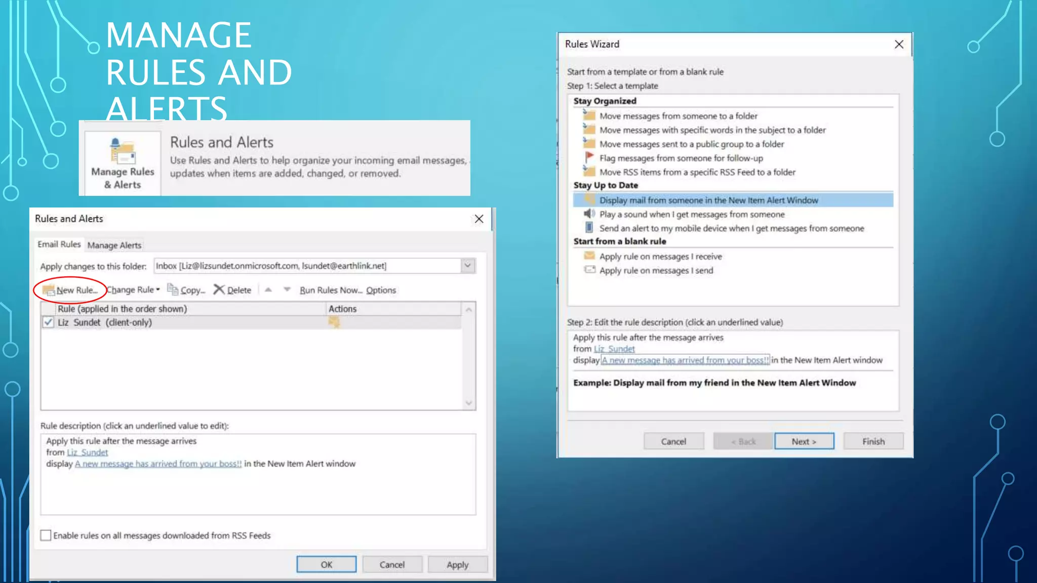MANAGE
RULES AND
ALERTS
 