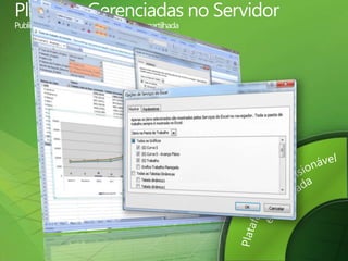 PlanilhasGerenciadas no ServidorPublicandoPlanilhas com SegurançaCompartilhadaExperiência de usuáriosimples e intuitivaColaboração e RelatóriosaprimoradosPlataformadimensionável e conectadaGerenciamento de projeto e de portfólio unificado