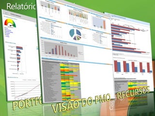 Relatórios GerenciaisExperiência de usuáriosimples e intuitivaColaboração e RelatóriosaprimoradosPlataformadimensionável e conectadaGerenciamento de projeto e de portfólio unificadoRECURSOSDEPARTAMENTOPORTFÓLIOVISÃO DO PMO