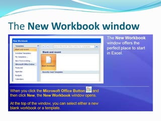 The New Workbook window
 