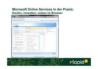 Microsoft Online Services in der Praxis:
Kaufen, verwalten, nutzen im Browser
 