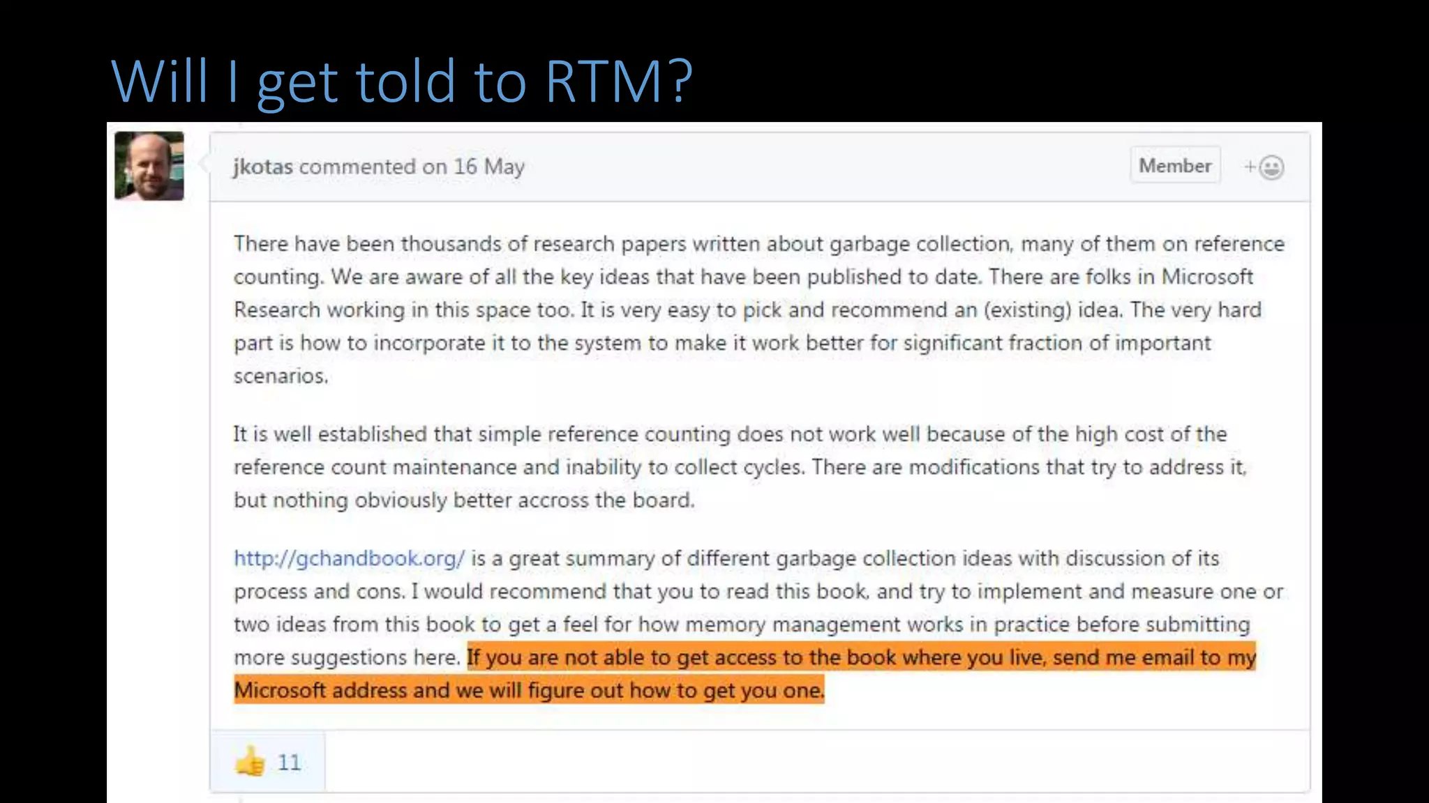 Will I get told to RTM?
 