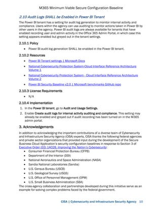 Secure Configuration Baselines Document Example Microsoft Power BI M365 Minimum Viable SCB v0.1 | PDF