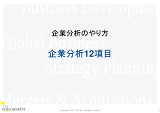 Copyright © 2021 M3, Inc. All rights reserved. 0
企業分析のやり方
企業分析12項目
 