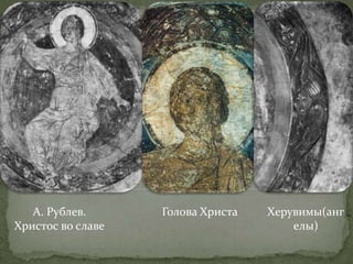 А. Рублев.
Христос во славе
Голова Христа Херувимы(анг
елы)
 