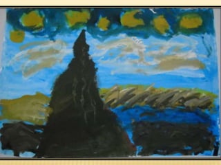 CANDLE OF LIFE
 Zacharatou Nicoletta
 My painting is based on Van Gogh’s painting
which presents the well-being of life after
death through colours and thoughts. I tried to
communicate a message of life. With the
stars I tried to symbolize every life on earth,
with the quiet mountains, the serenity and
peace there are on it.
 