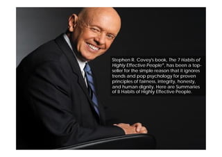 The seven (7) Habits of Highly Effective People Book by Stephen Covey