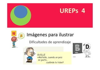 UREPs 4 
Imágenes para ilustrar 
Dificultades de aprendizaje 
GUILLE 
«Mafalda, cuando un paiz 
ze gazta… 
¿adónde lo tidan? 
 