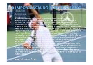 Microsoft Power Point   Exercicio Fisico   Marco E Emanuel 9a