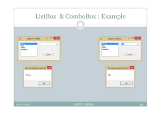 ListBox & ComboBox : Example
28-11-2014 ANKIT VERMA 46
 
