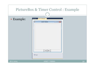 PictureBox & Timer Control : Example
 Example:
28-11-2014 ANKIT VERMA 50
 