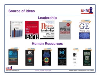 Source of ideas
                                   Leadership




                              Human Resources




http://pune.nationalhrd.org    Source : The RBL Group, 2008   Speaker Series | Copyright NHRD Pune Chapter
 