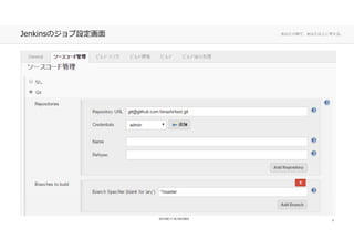あなたの側で、あなた以上に考える。Jenkinsのジョブ設定画面
6
 