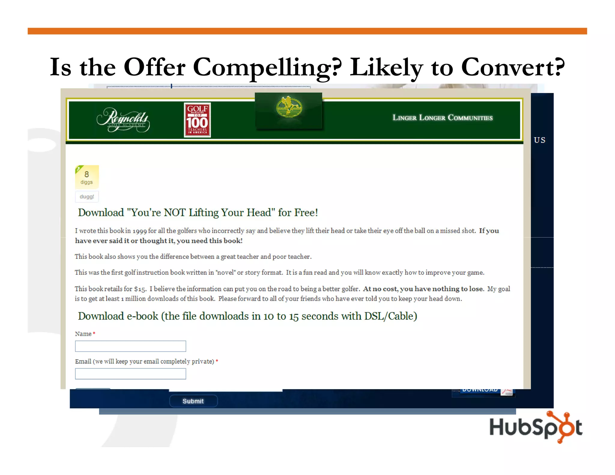 Lead Generation - Landing Page HubSpot May2009