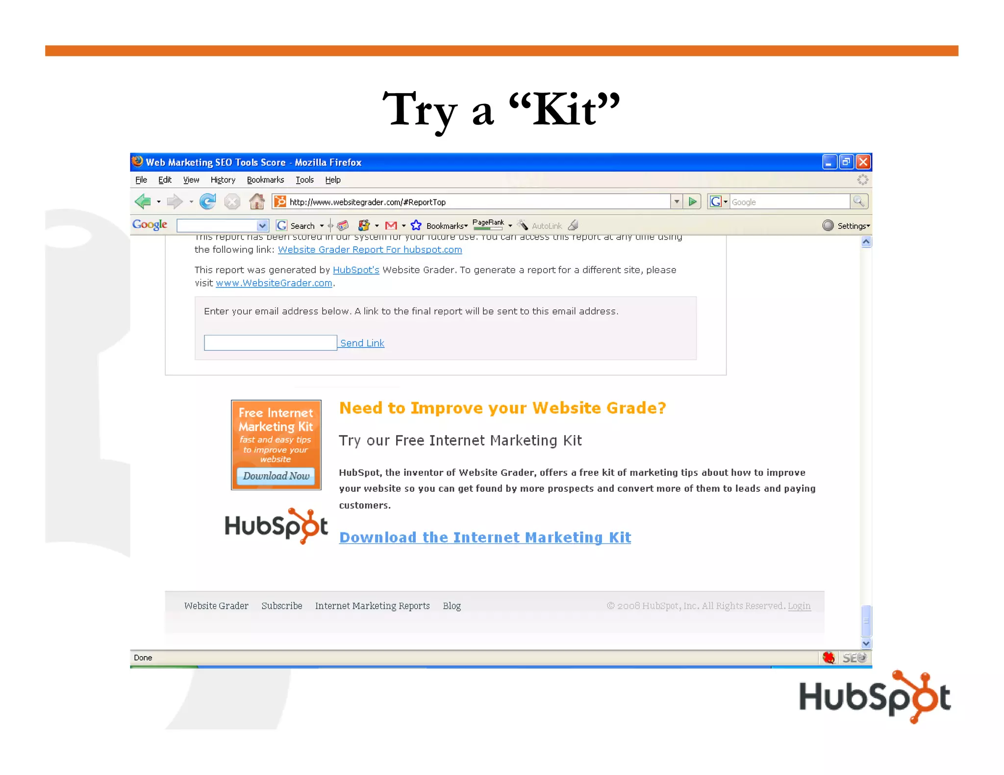 Lead Generation - Landing Page HubSpot May2009