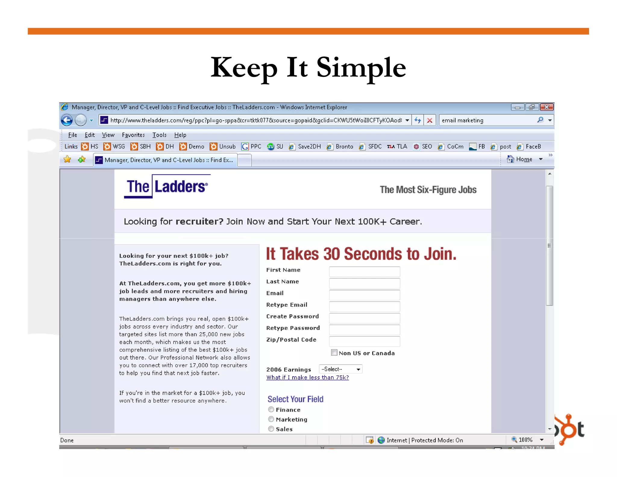 Lead Generation - Landing Page HubSpot May2009