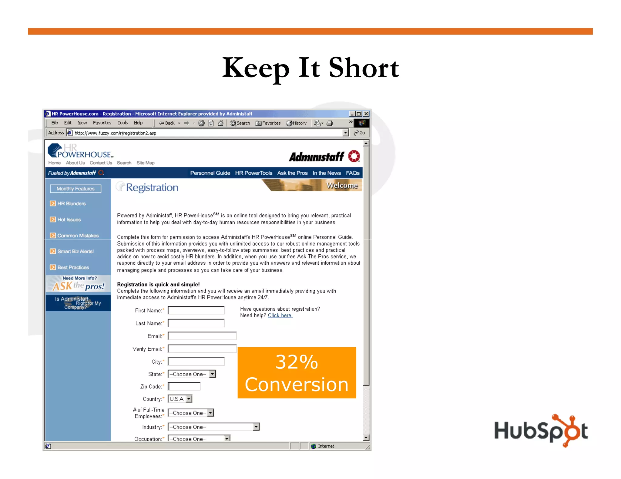 Lead Generation - Landing Page HubSpot May2009