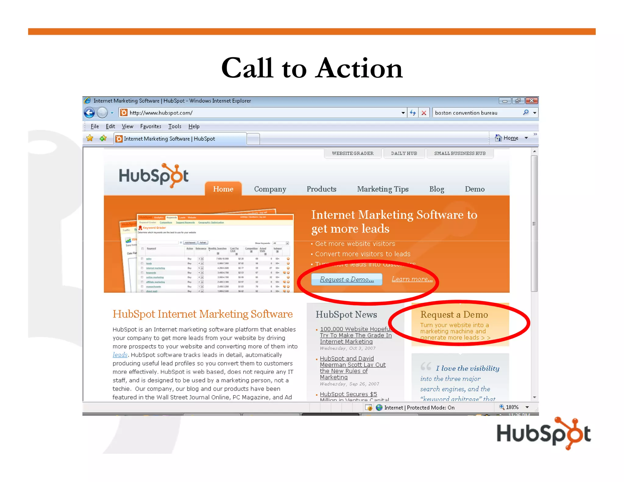 Lead Generation - Landing Page HubSpot May2009