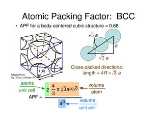 Packing Factor Engineering Microsoft PowerPoint - lecture (1) material scie (crystal structure) (3 ...