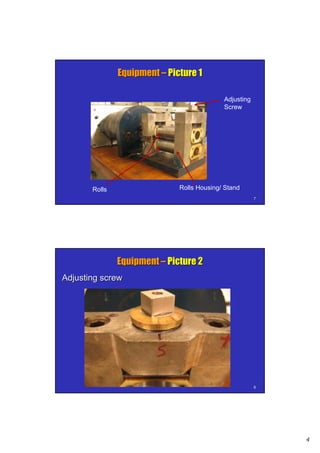 4
77
EquipmentEquipment –– Picture 1Picture 1
7
Rolls Rolls Housing/ Stand
Adjusting
Screw
88
8
Adjusting screwAdjusting screw
EquipmentEquipment –– Picture 2Picture 2
 