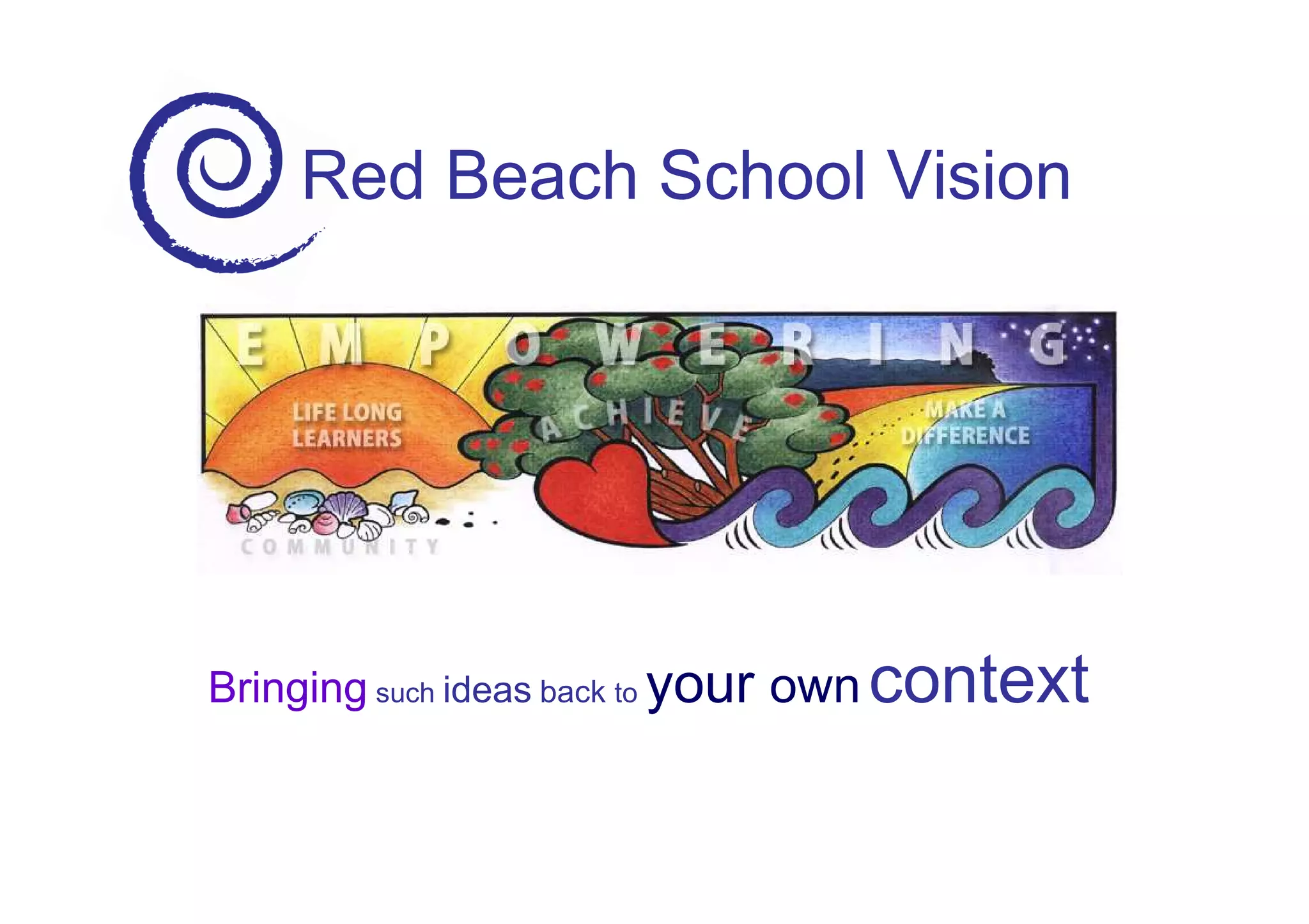 Red Beach School Vision




Bringing such ideas back to your own context
 