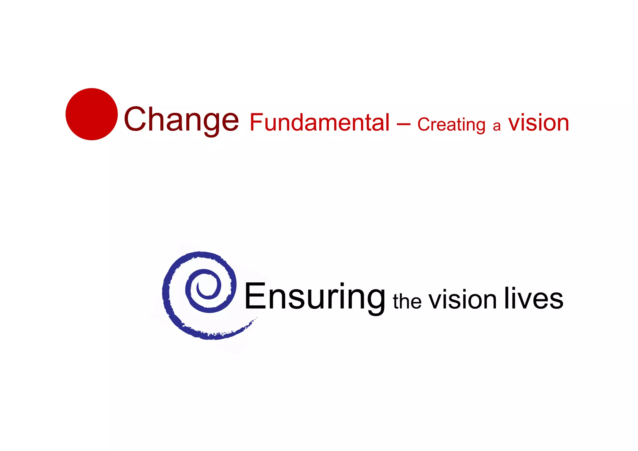 Change Fundamental – Creating a vision




          Ensuring the vision lives
 